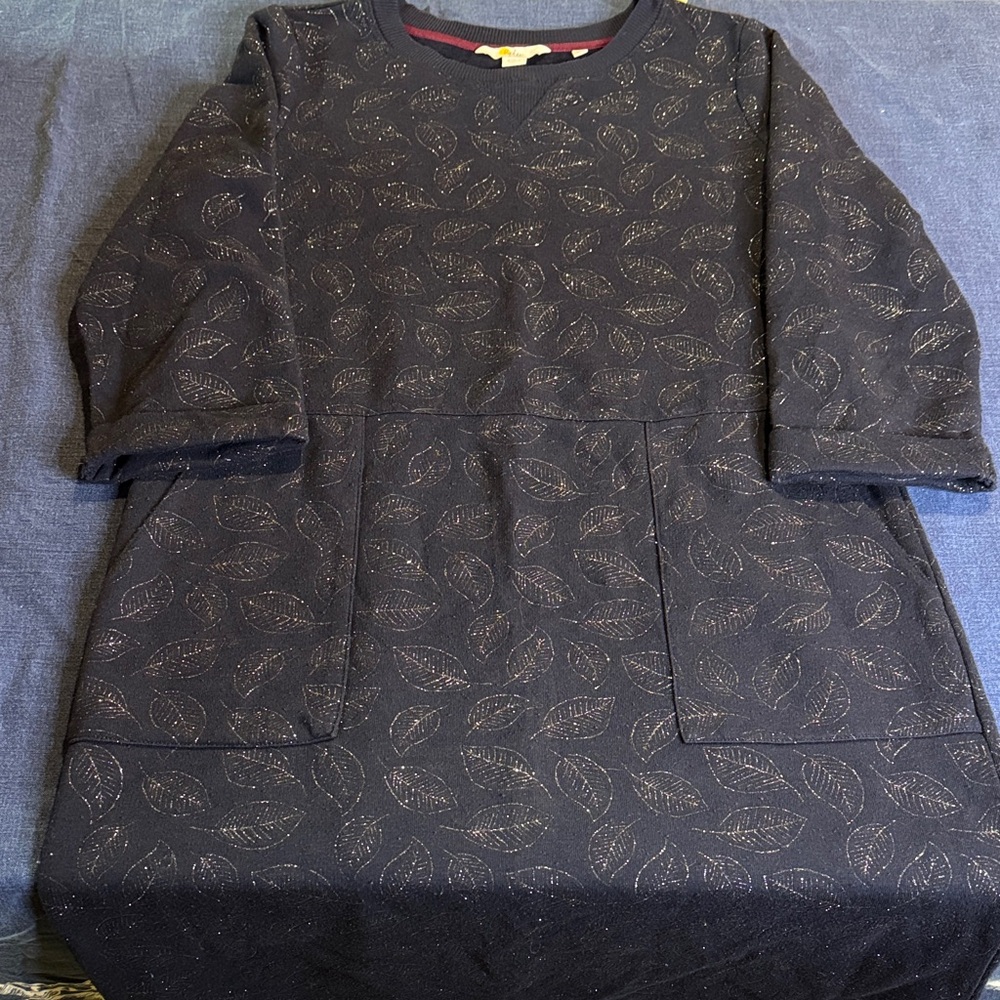 Boden Charcoal Leaf Pattern Sweater - image 1
